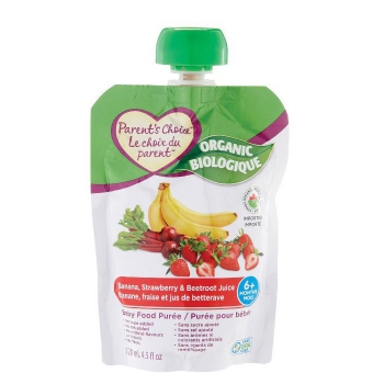 Parent's Choice Organic Banana, Strawberry & Beetroot Juice Baby Food Purée